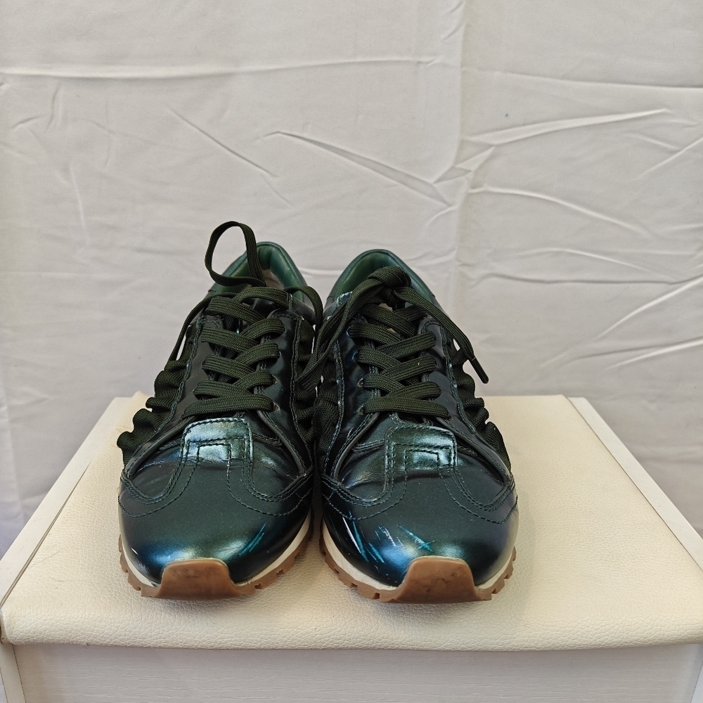 Tory Burch Sport Green Metallic Athletic Lace-up Shoes Sneakers Size 8 Women's - Picture 3 of 14